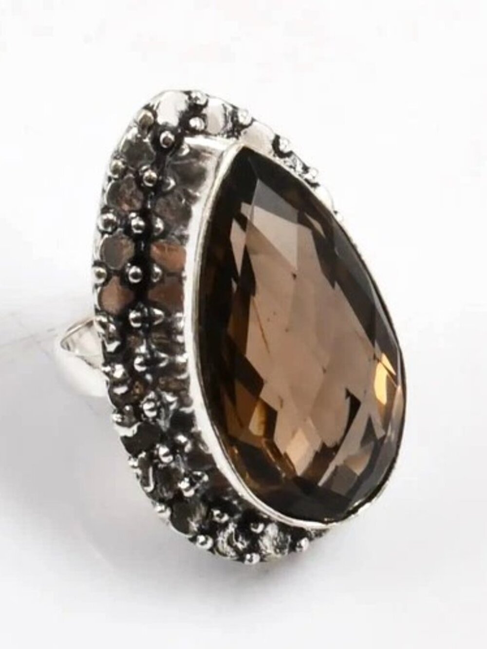 Smoky Quartz Gemstone Sterling Silver Ring  7.25